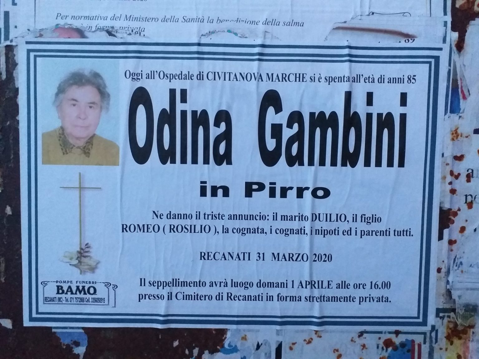 necrologio gambini Odina