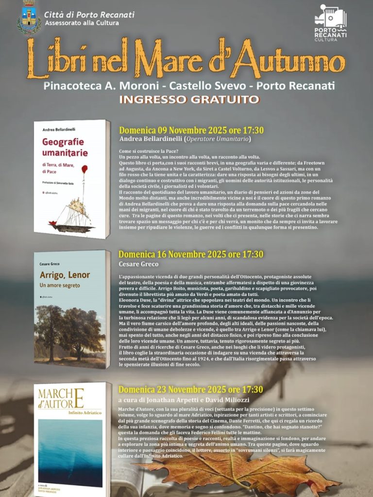 A Porto Recanati libri nel mare d’autunno