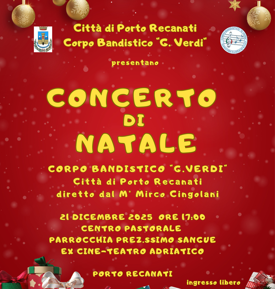 Concerto di Natale per la banda cittadina a Porto Recanati